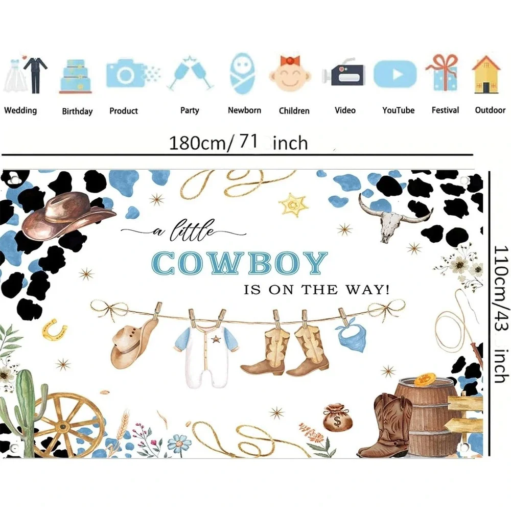 771 pc Cowboy Baby Shower Decorations Little Cowboy Raffle Box Banners Favors ++
